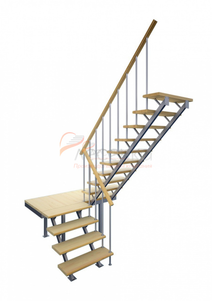 Комбинированная межэтажная лестница ЛЕС-06 - фото 1